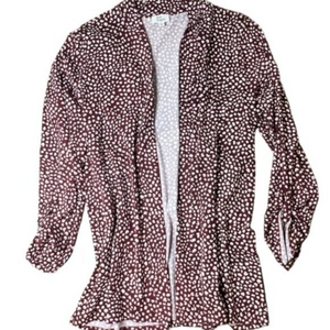 SALE!! 2 for‎ $15 Kim Rogers Brown White Beige Knit Open Cardigan Large